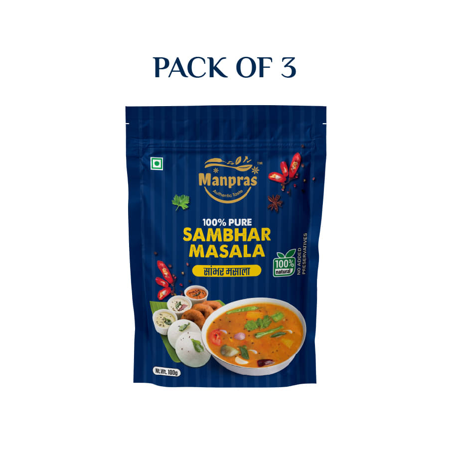     			MANPRAS SAMBHAR MASALA 100GM [ PACK OF 3 ] Masala 300 gm