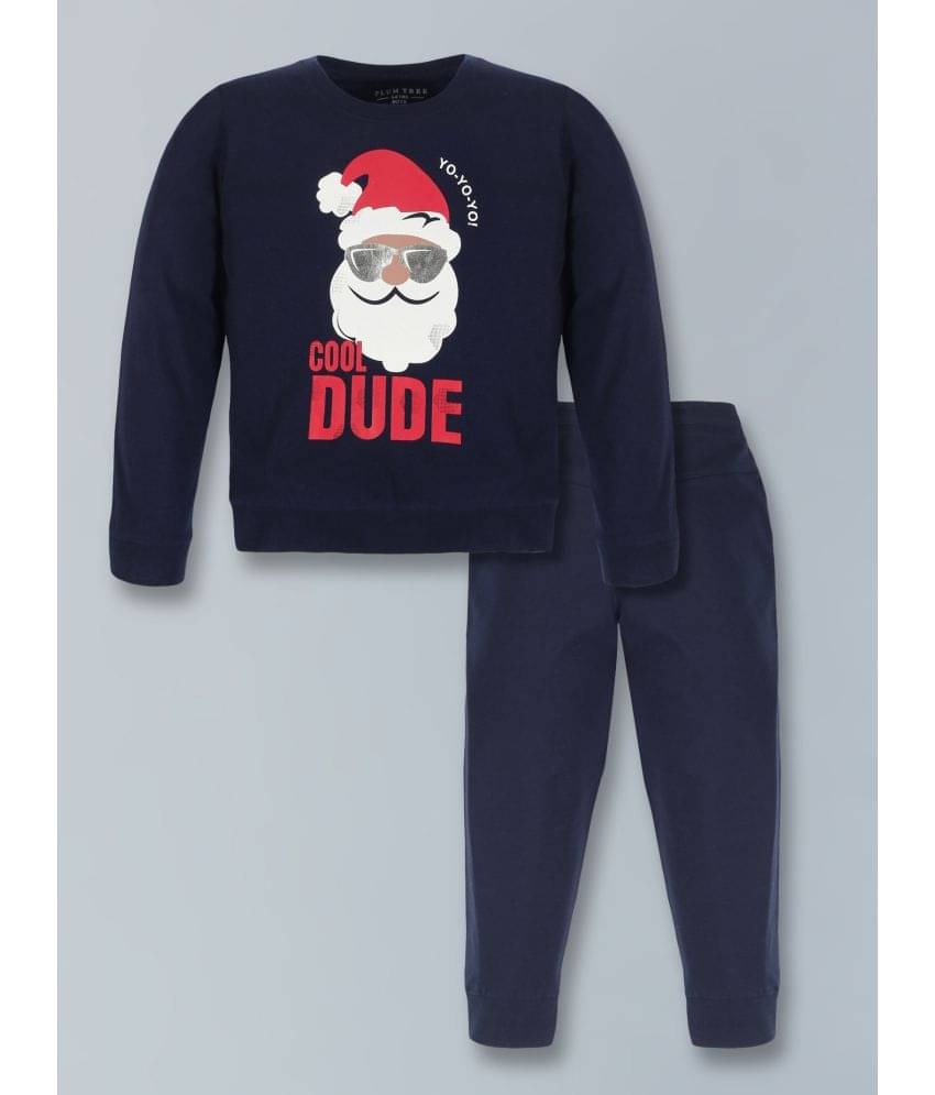     			PLUM TREE Pack of 1 Boys Cotton Blend T-Shirt & Trackpants Set ( Navy )
