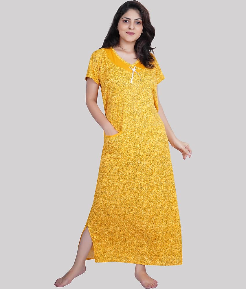 PURSA - Mustard Satin Women's Nightwear Nighty & Night Gowns ( Pack of 1 ) - Nightwear & Loungewear | Buy online on ZillyBuy