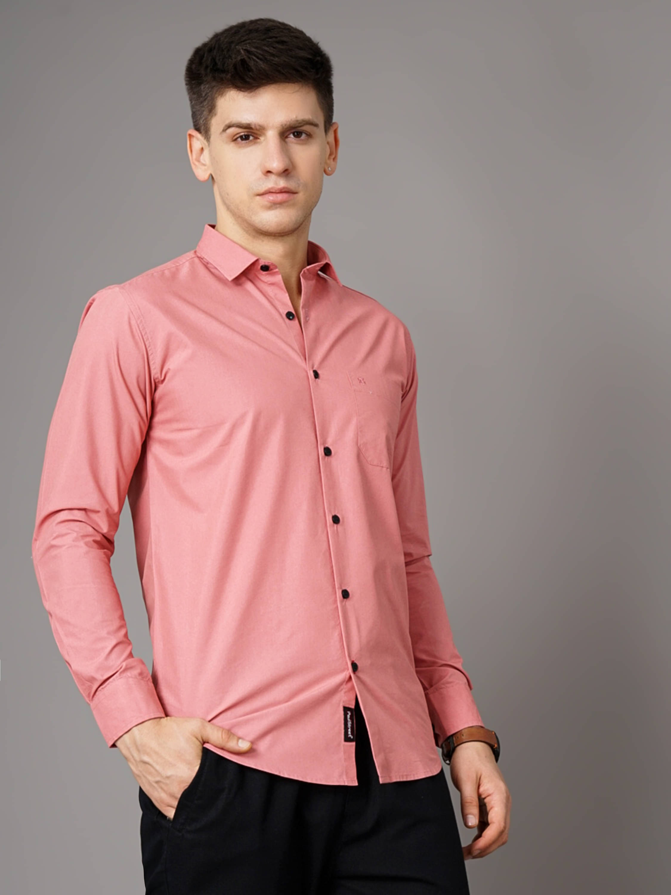 Paul Street - Pink 100% Cotton Slim Fit Men's Casual Shirt ( Pack of 1 )     			Paul Street - Pink 100% Cotton Slim Fit Men's Casual Shirt ( Pack of 1 )