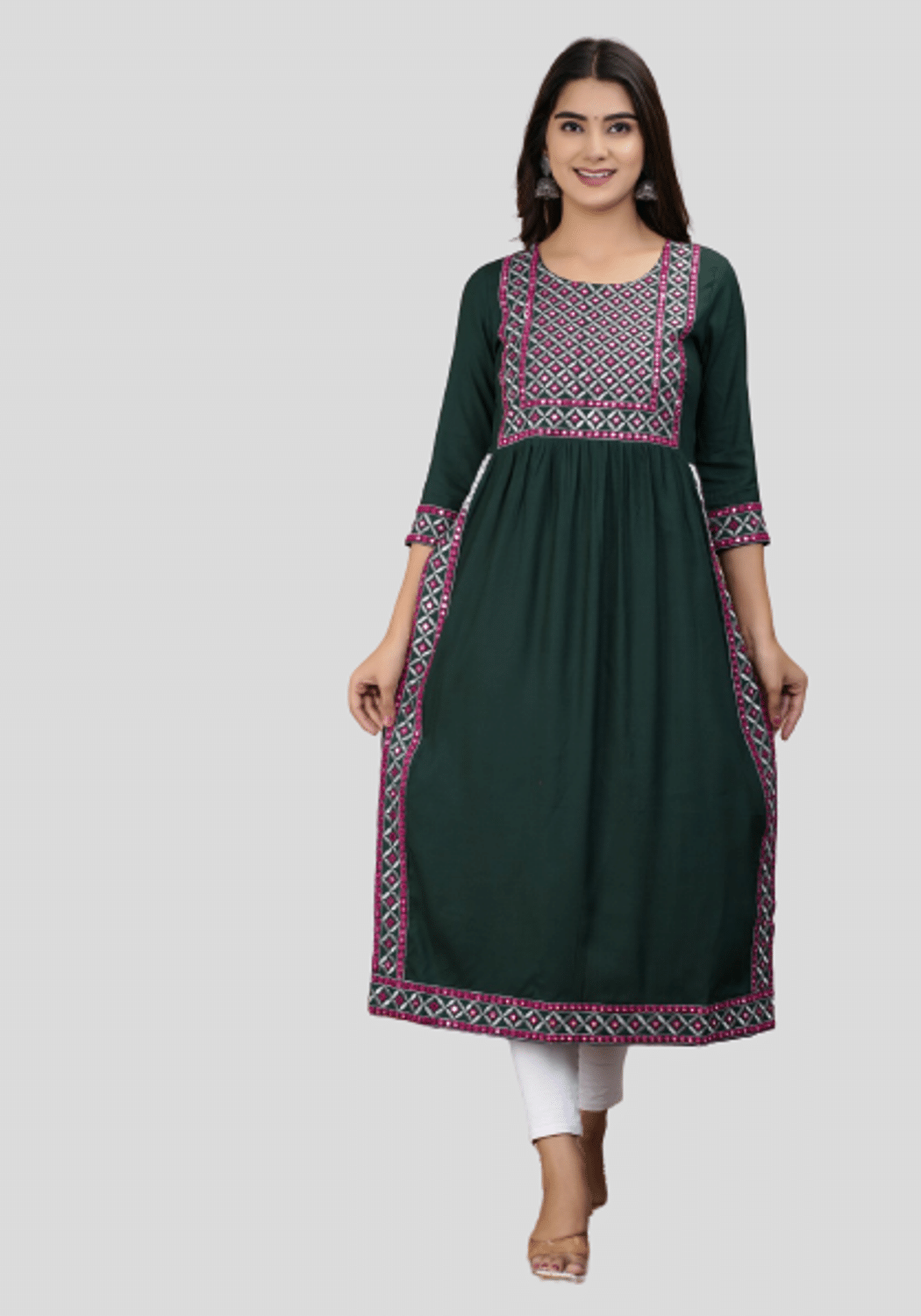     			ASHISH PRINT - Green Rayon Women's Nayra Kurti ( Pack of 1 )