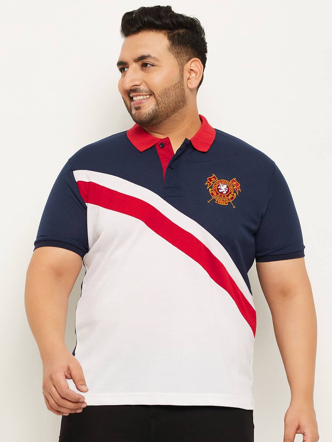 AUSTIVO Pack of 1 Cotton Blend Regular Fit Colorblock Half Sleeves Men's Polo T Shirt ( Multicolor )
