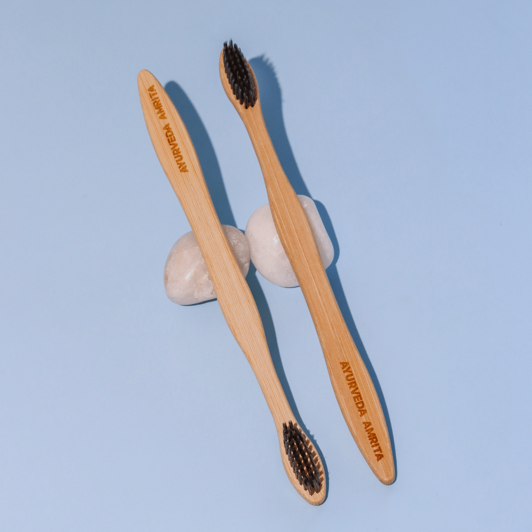 Ayurveda Amrita Bamboo Toothbrush, Charcoal Dipped - Pack of 2