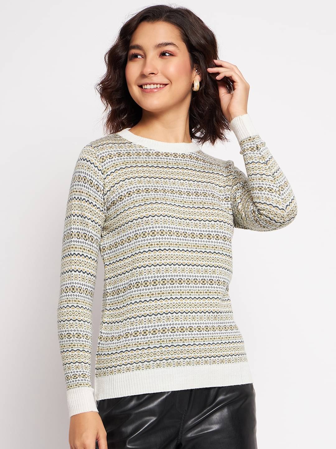     			Clapton Woollen White Pullovers - Single