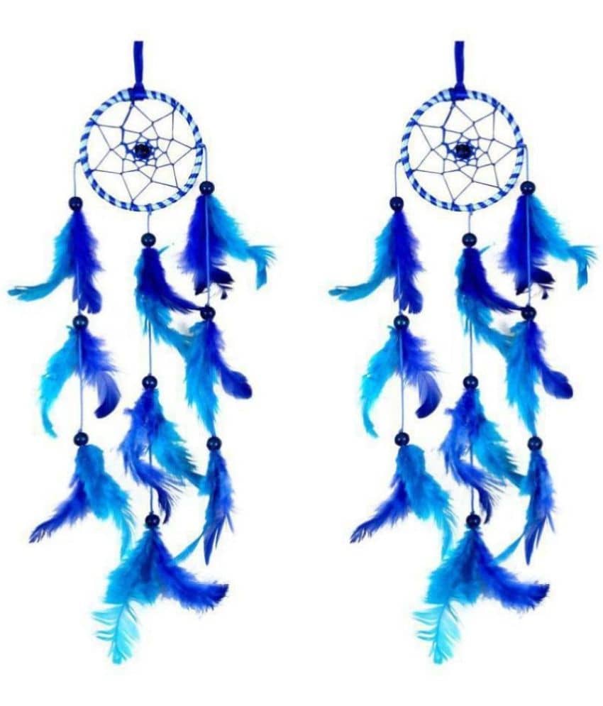 DHRUVTAR - Blue Feather Dream Catcher - Pack of 2 ( 22 X 8 cms )