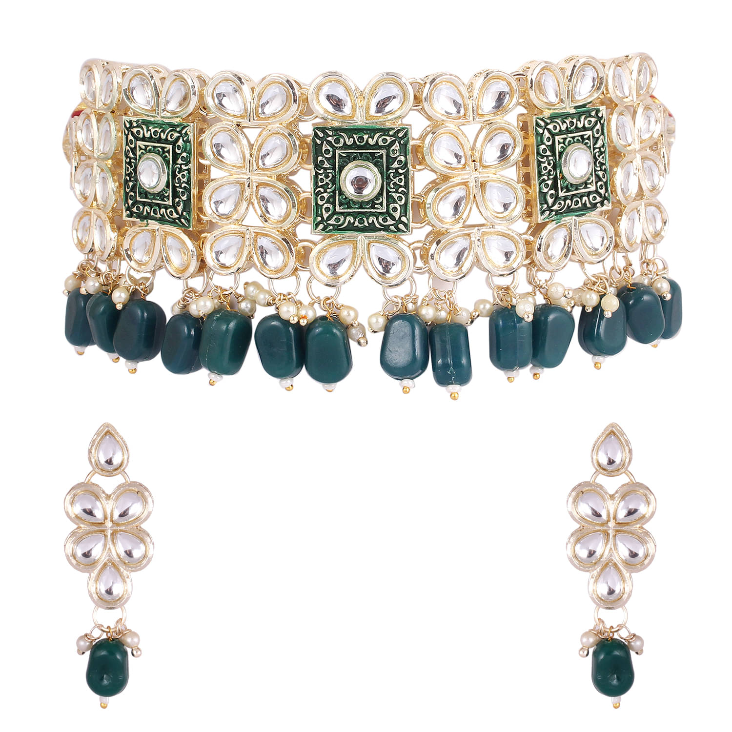     			Divisha - Green Alloy Necklace Set ( Pack of 1 )