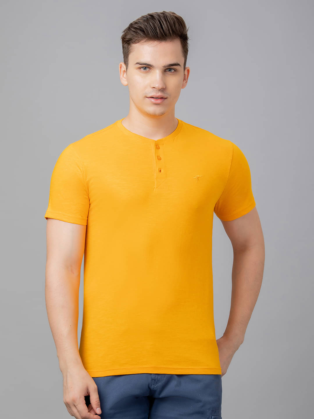 Globus - Mustard Cotton Regular Fit Men's T-Shirt ( Pack of 1 )     			Globus - Mustard Cotton Regular Fit Men's T-Shirt ( Pack of 1 )