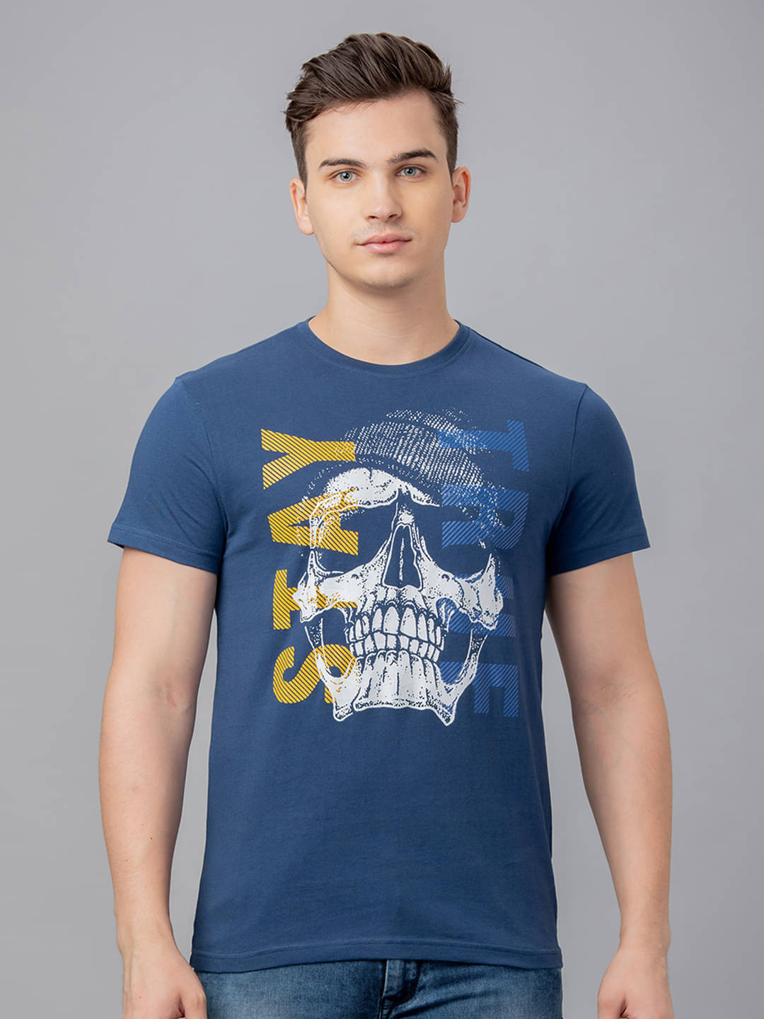     			Globus - Navy Blue Cotton Regular Fit Men's T-Shirt ( Pack of 1 )