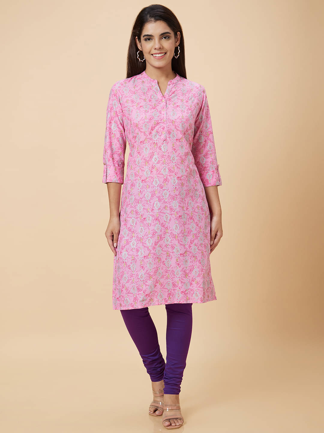 Globus - Pink Cotton Women's Straight Kurti ( Pack of 1 ) Globus - Pink Cotton Women's Straight Kurti ( Pack of 1 )