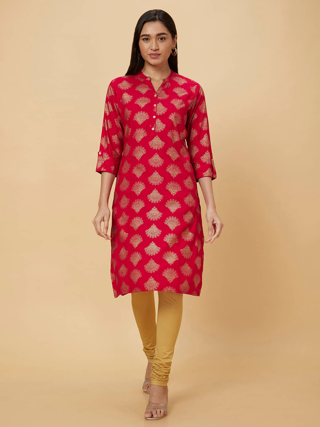 Globus - Pink Viscose Women's Straight Kurti ( Pack of 1 ) - Kurtis, Tunics | Buy online on ZillyBuy