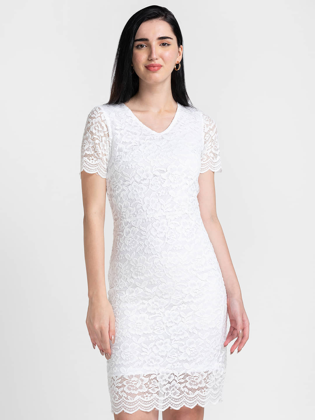 Globus - White Polyester Women's Bodycon Dress ( Pack of 1 )