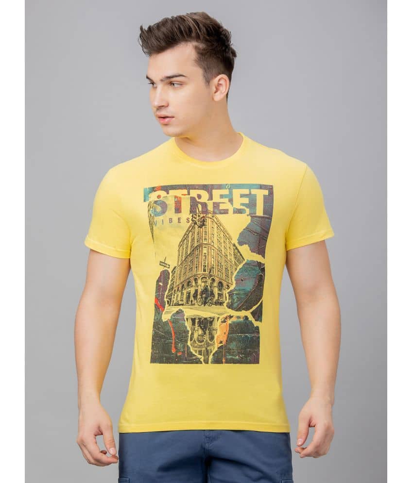 Globus - Yellow Cotton Regular Fit Men's T-Shirt ( Pack of 1 )