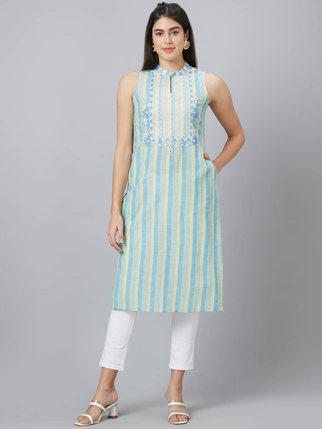     			Globus - Yellow Cotton Women's Straight Kurti ( Pack of 1 )