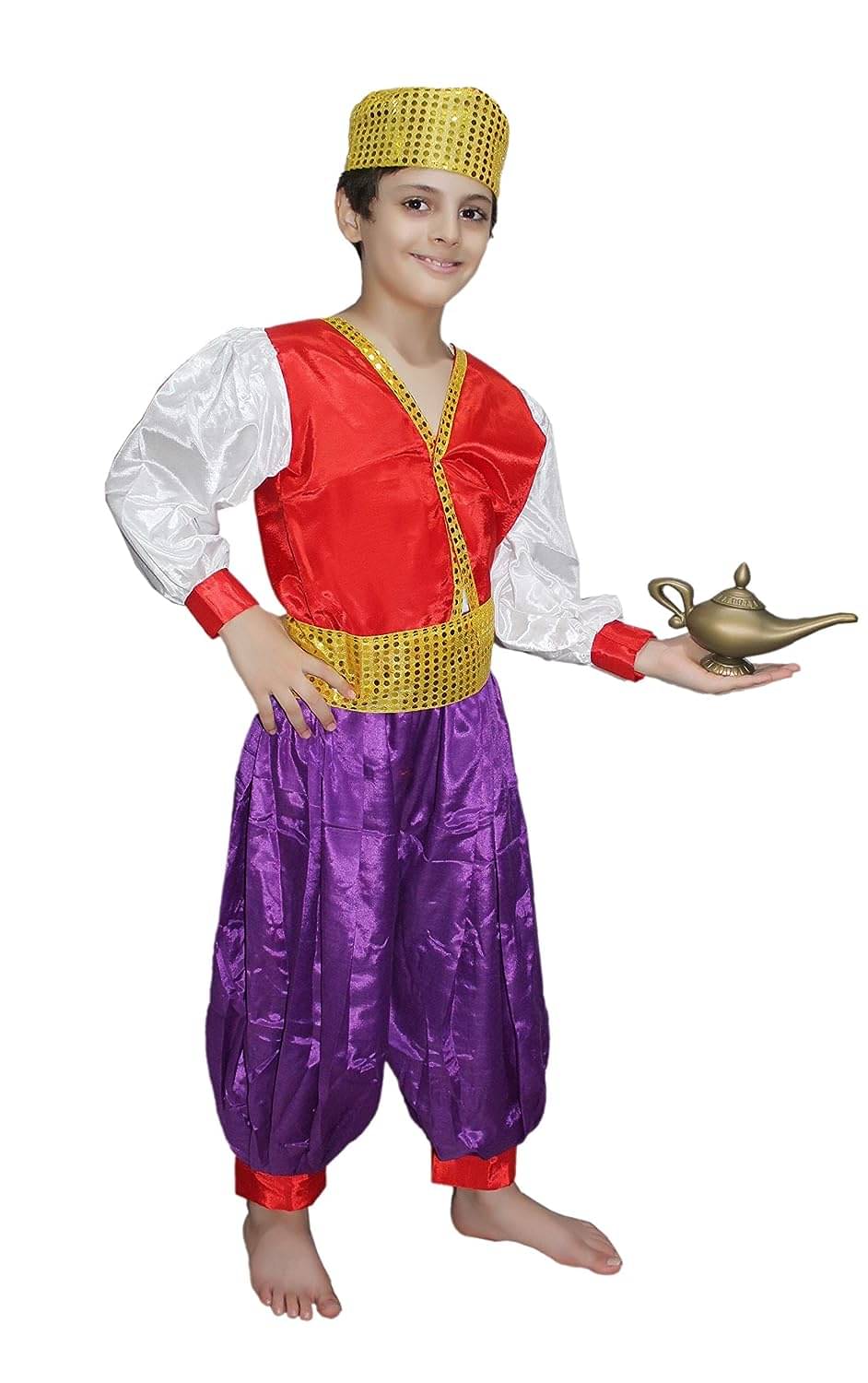     			Kaku Fancy Dresses Fairy Tales Aladdin Costume -White & Red, 3-4 Years, For Boys
