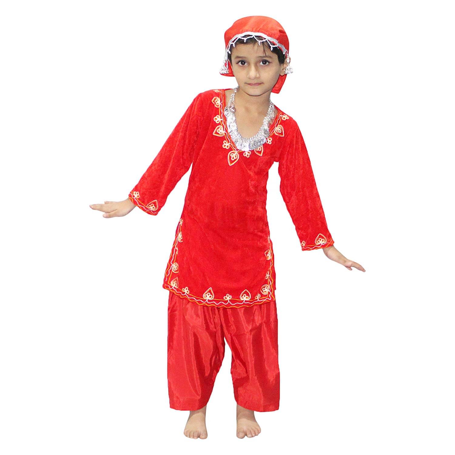Kaku Fancy Dresses Indian State Kashmiri Dance Red Velvet Salwar Suit Costume for Girls - Red, 3-4 Years Kaku Fancy Dresses Indian State Kashmiri Dance Red Velvet Salwar Suit Costume for Girls - Red, 3-4 Years