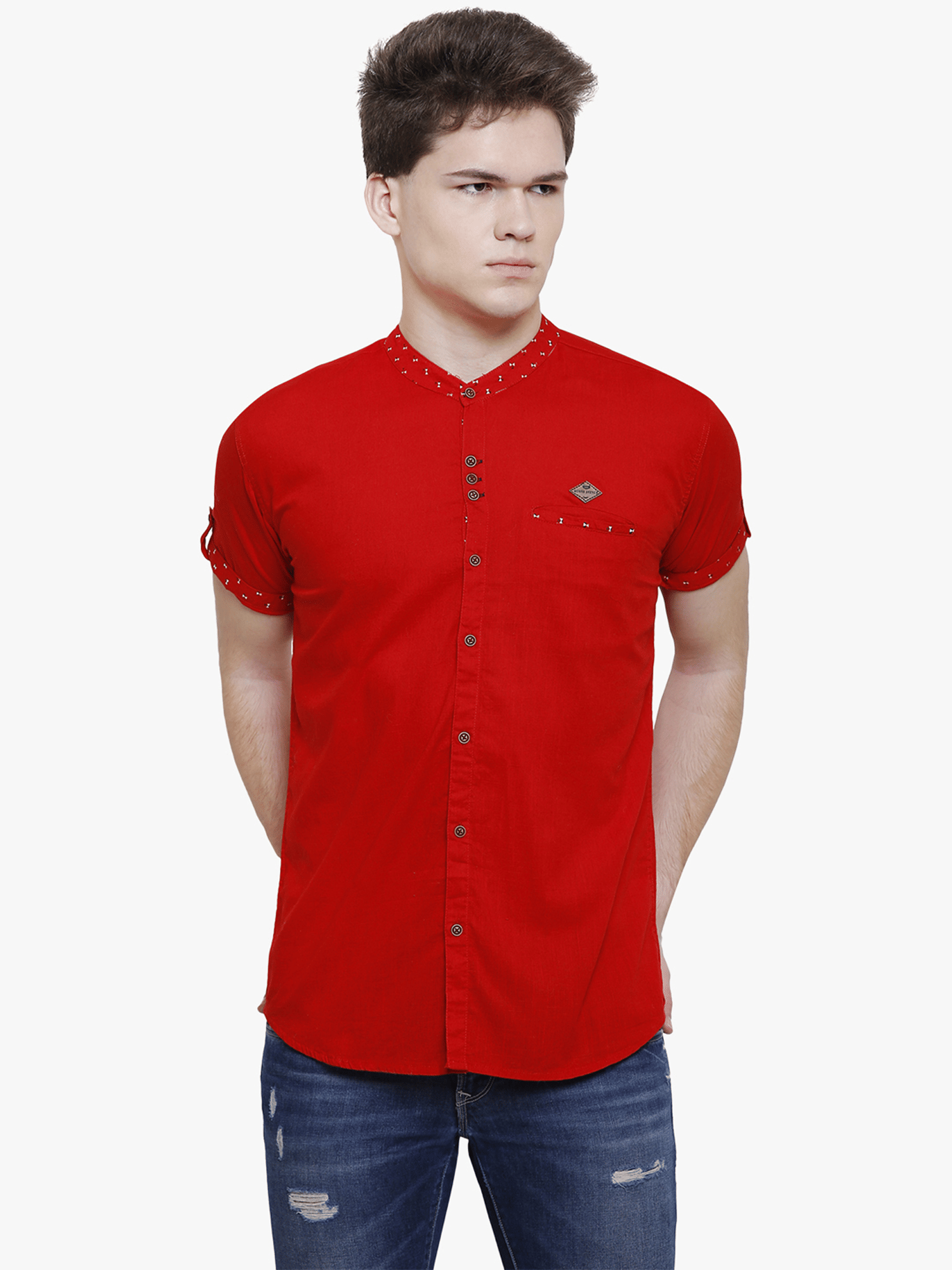     			Kuons Avenue - Red Linen Slim Fit Men's Casual Shirt ( Pack of 1 )
