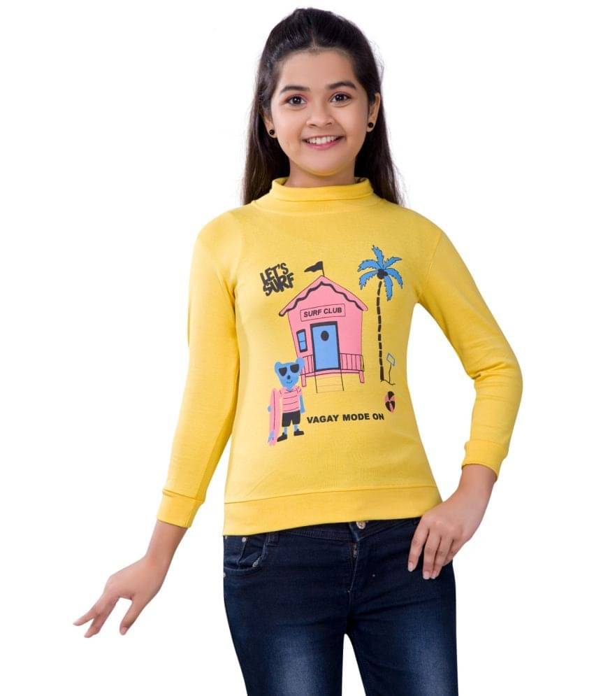     			Little Funky Single Girls Cotton Blend Pullover ( Yellow )