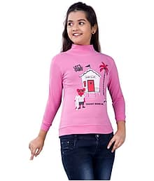 Little Funky Single Girls Cotton Blend Pullover ( Pink )