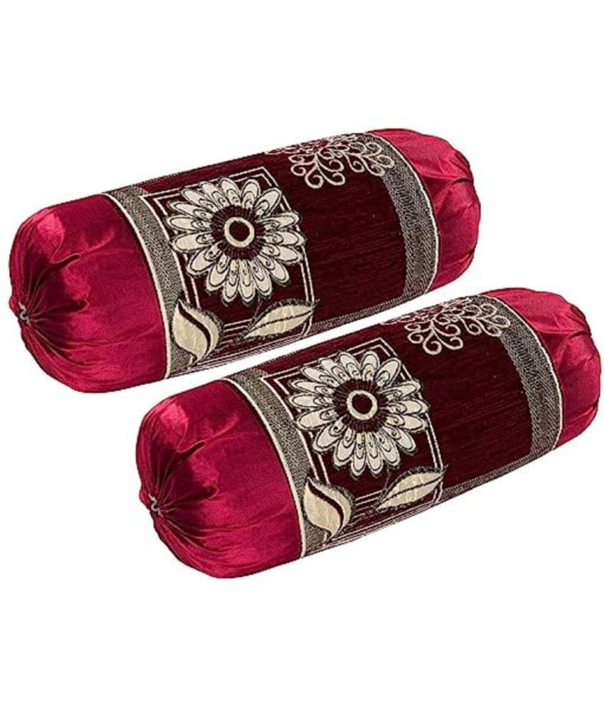     			MAHALUXMI COLLECTION Set of 2 Velvet Bolster Covers