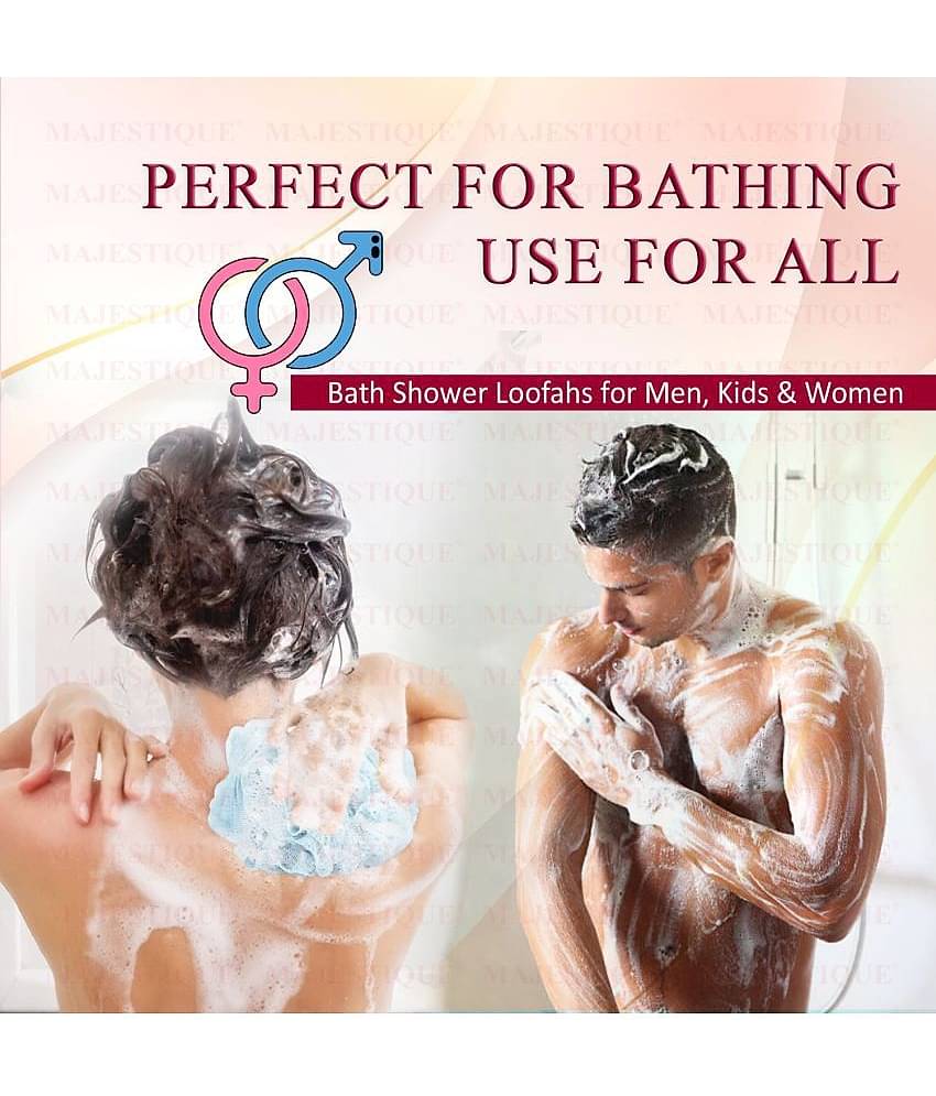 Majestique 4Pcs Bath Loofah Soft Mesh Exfoliating Back Scrubber Body Shower Sponge