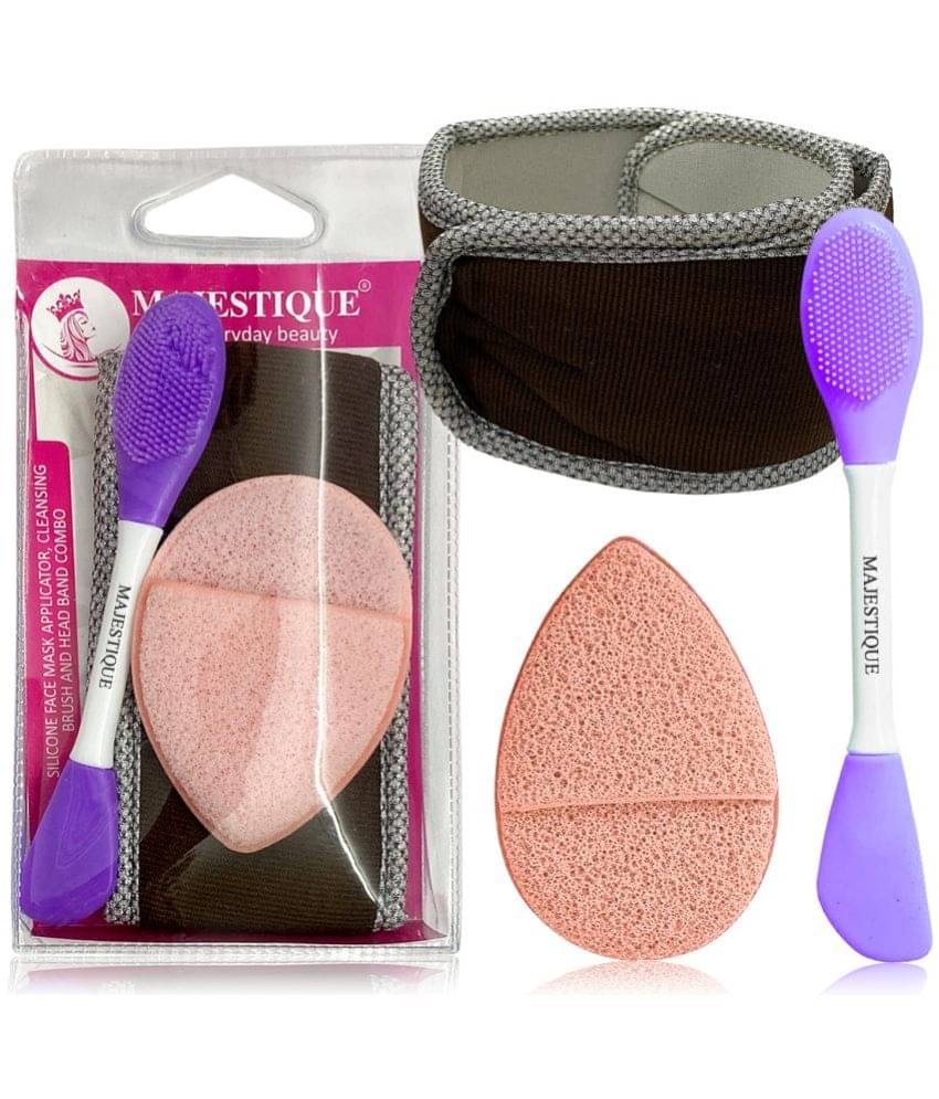 Majestique Facial Head Band, Dual Sided Silicone Brush with Makeup Remover Sponge - Color May Vary Majestique Facial Head Band, Dual Sided Silicone Brush with Makeup Remover Sponge - Color May Vary