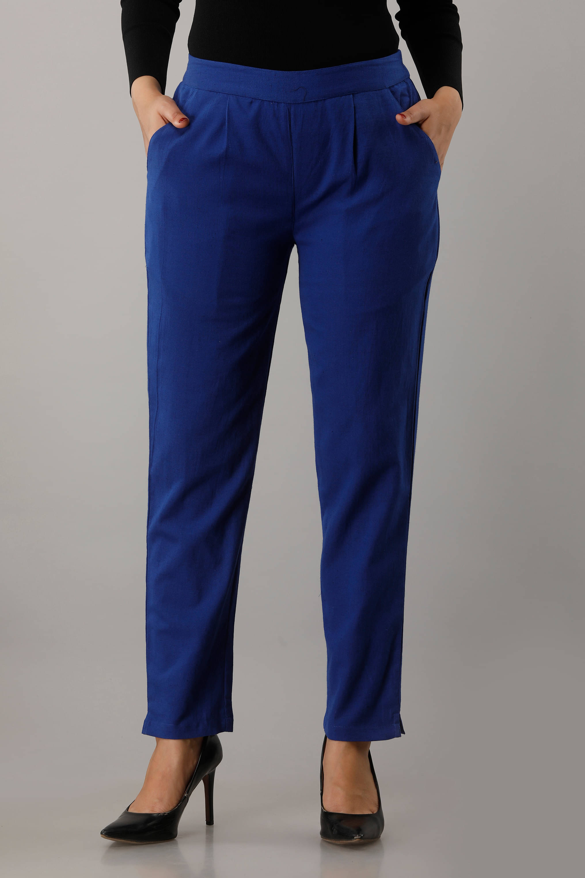     			NeshamaKurti - Blue Cotton Regular Women's Casual Pants ( Pack of 1 )