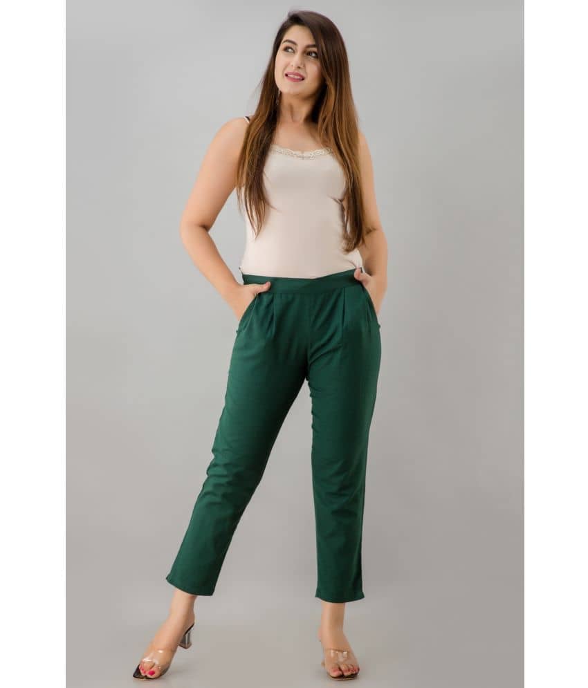 NeshamaKurti - Green Cotton Regular Women's Casual Pants ( Pack of 1 ) - Trousers | Buy online on ZillyBuy