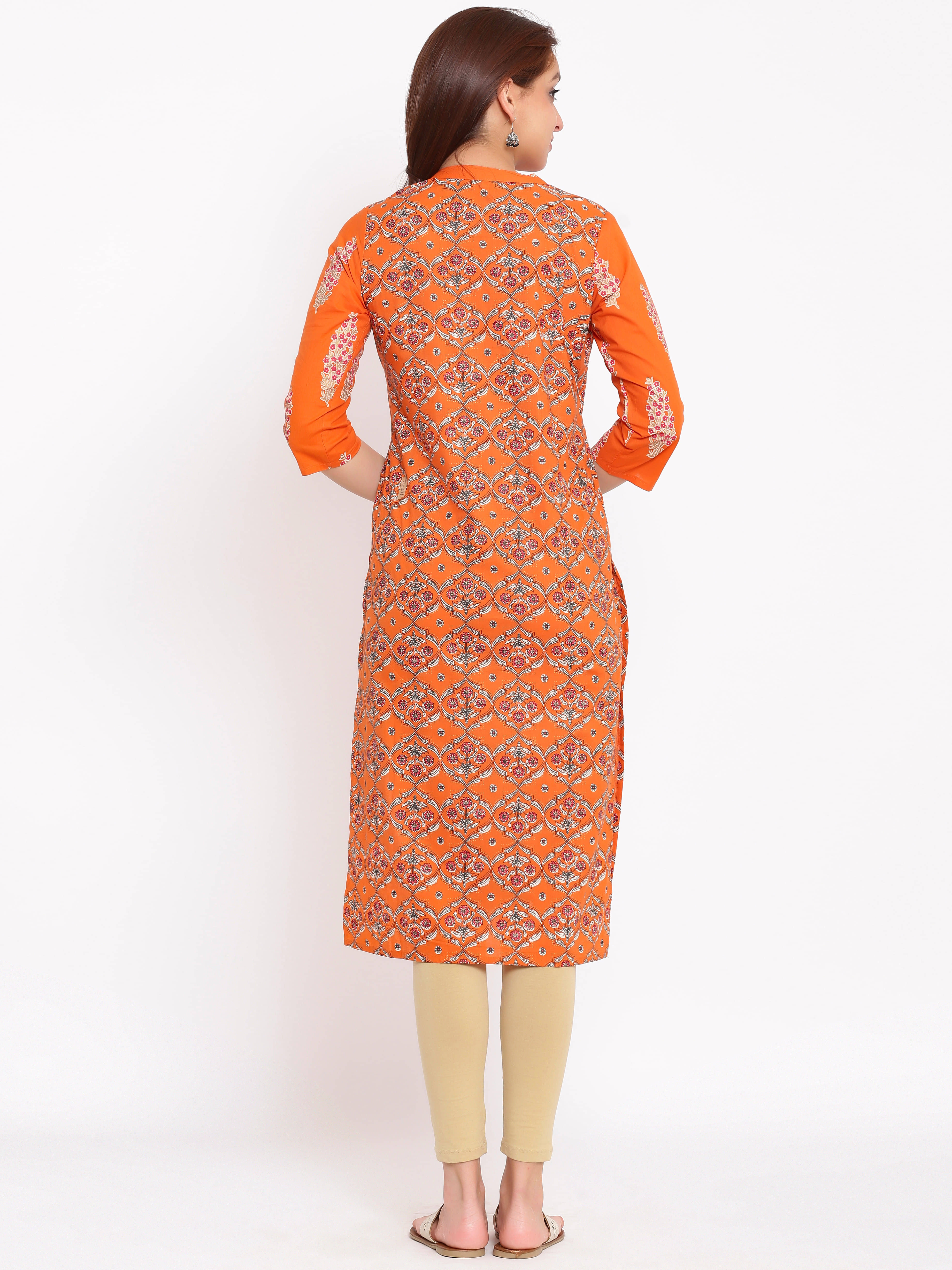 NeshamaKurti - Orange Rayon Women's Straight Kurti ( Pack of 1 ) - Kurtis, Tunics | Buy online on ZillyBuy