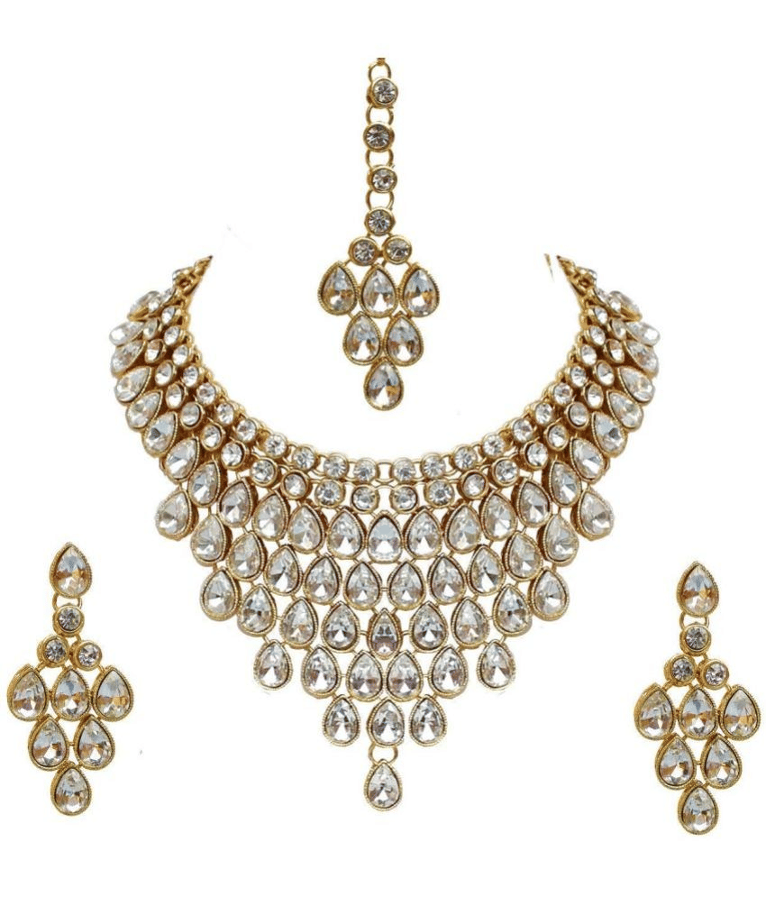 PUJVI - White Alloy Necklace Set ( Pack of 1 )