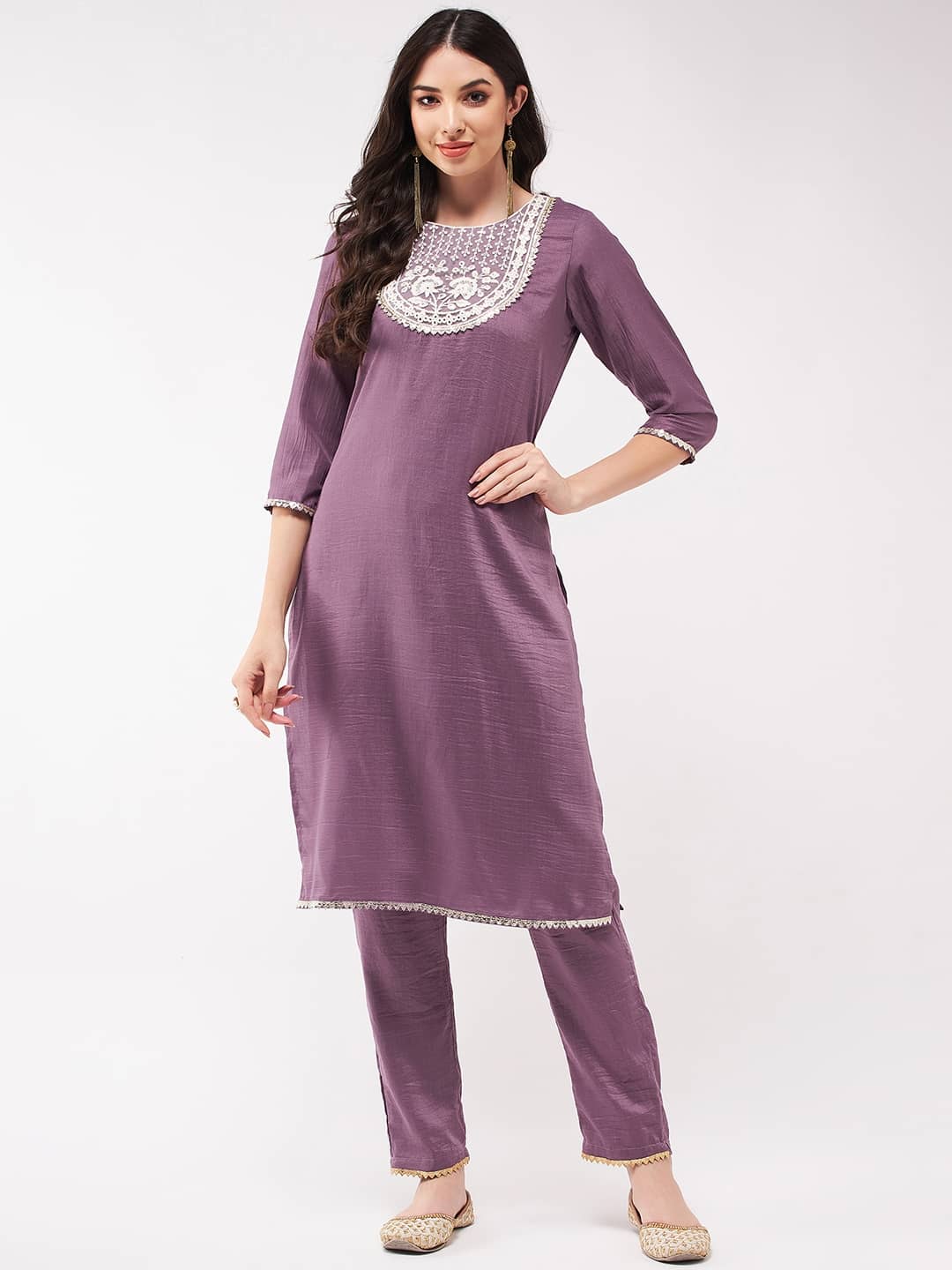 Pannkh - Purple Art Silk Women's Straight Kurti ( Pack of 1 ) - Kurtis, Tunics | Buy online on ZillyBuy