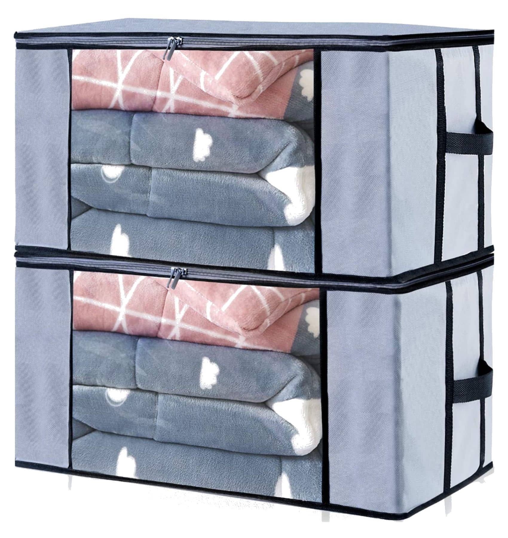 SH NASIMA - Home Storage Cloth Bags, Saree, Suits, Blouse, Blanket Organiser for Underbed, Almirah (Pack of 2)
