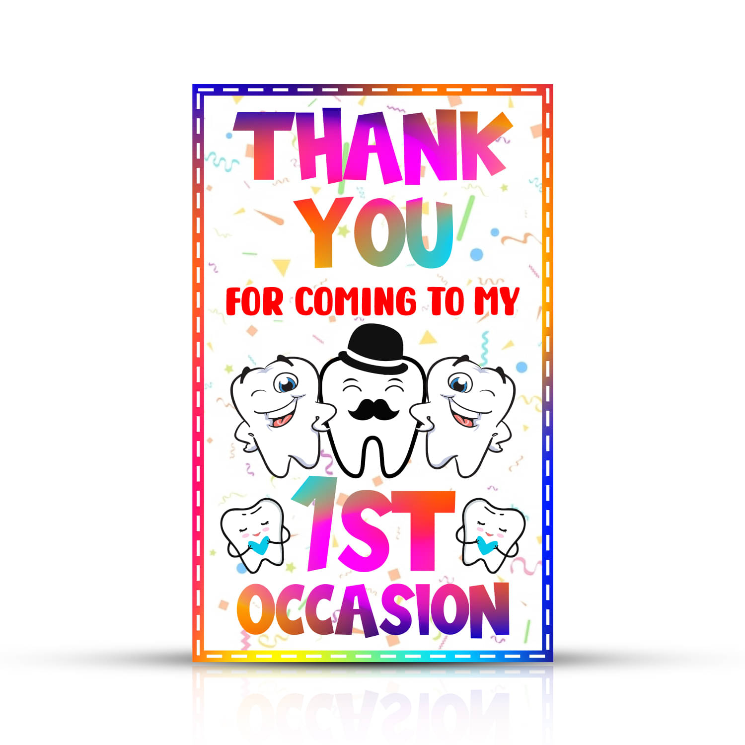     			Zyozi First Tooth Ceremony Thank You Tags, Multi Color Tooth Theme Thank You Label Tags for Thanks Giving Favor (Pack of 20)