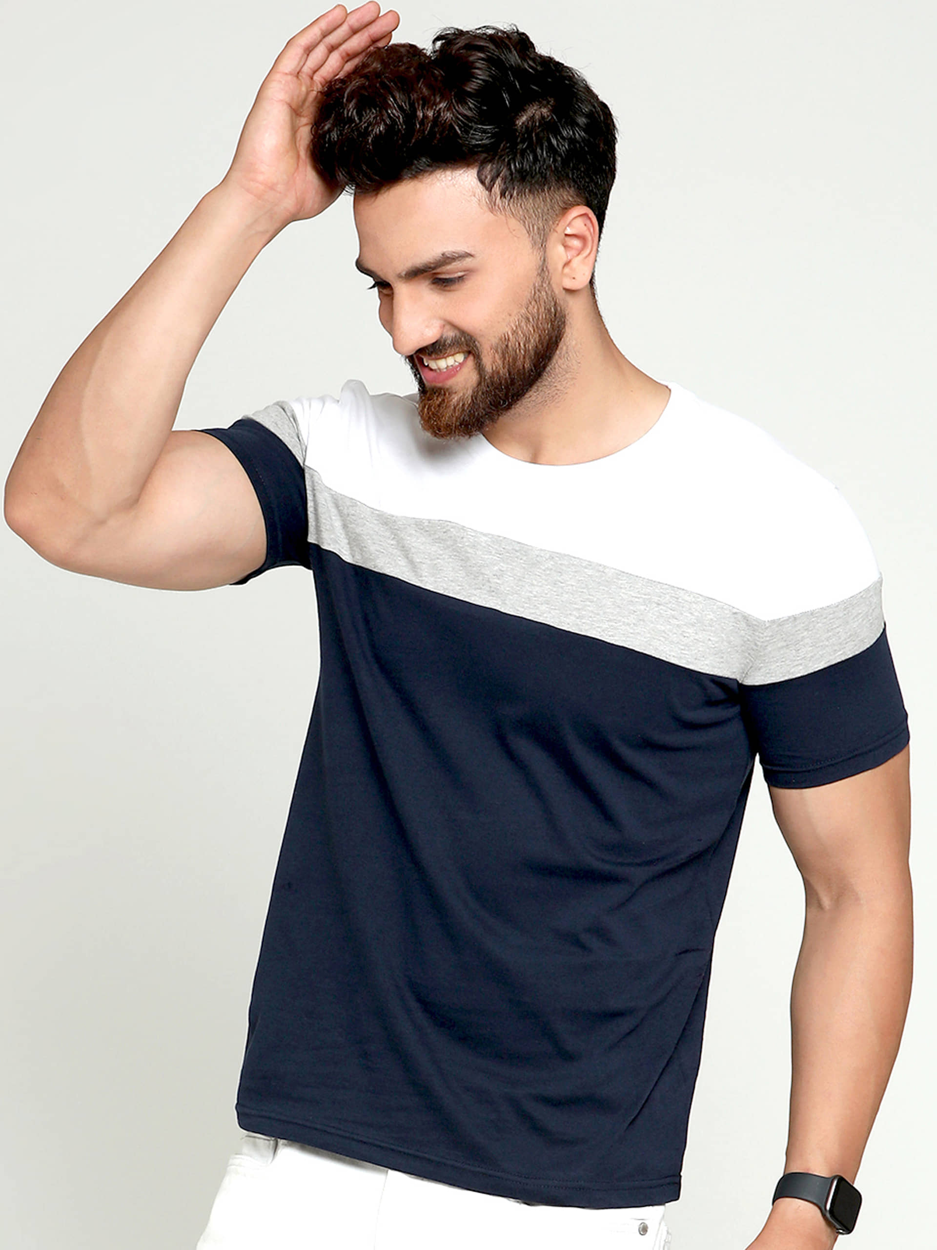 AUSK Pack of 1 Cotton Blend Regular Fit Men's T-Shirt ( Blue )