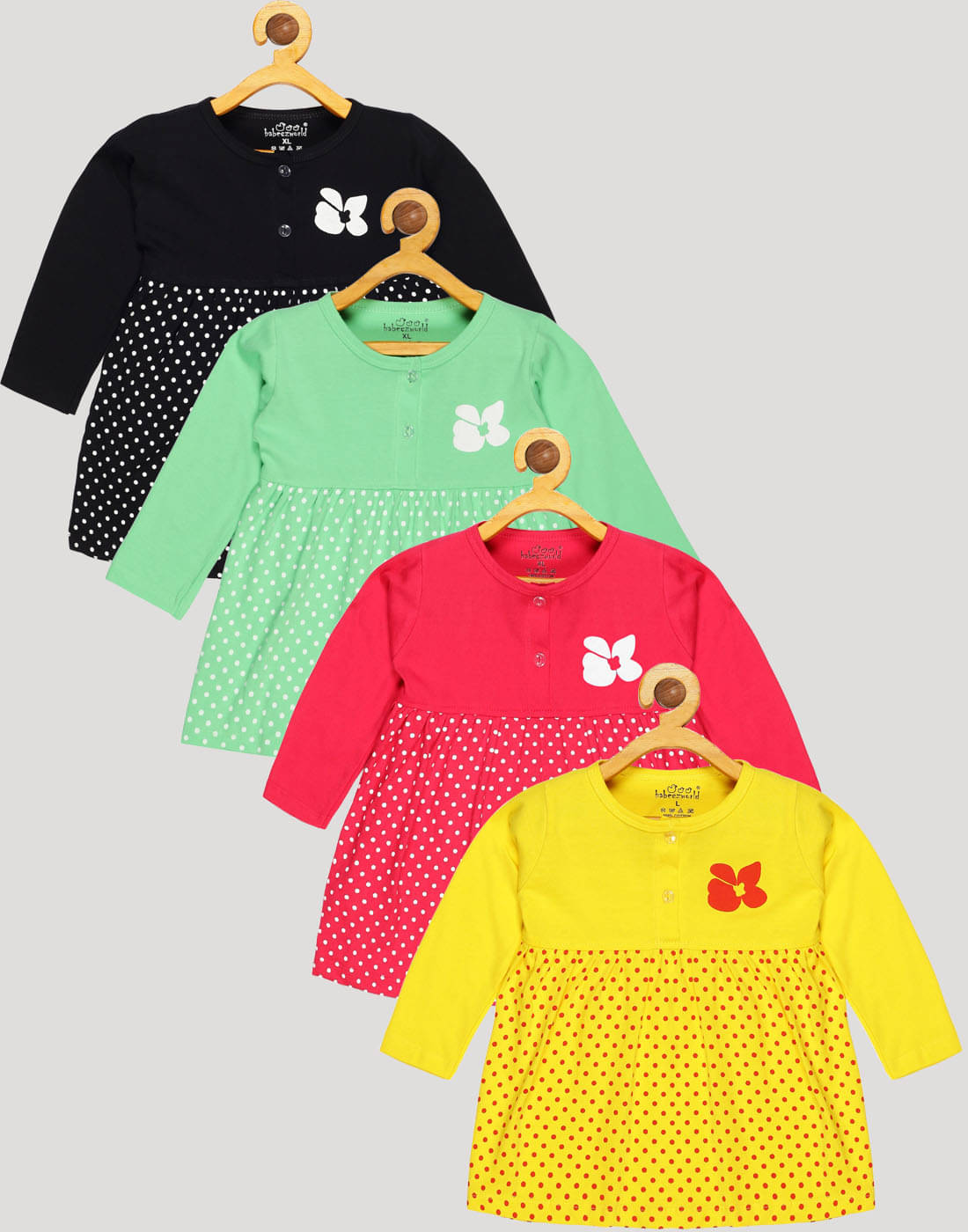     			Babeezworld Pack of 4 Baby Girls Cotton Top ( Multi )