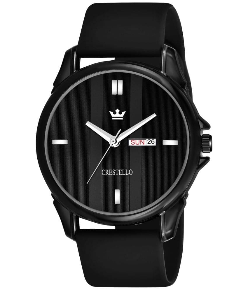     			Crestello - Black Silicon Analog Men's Watch