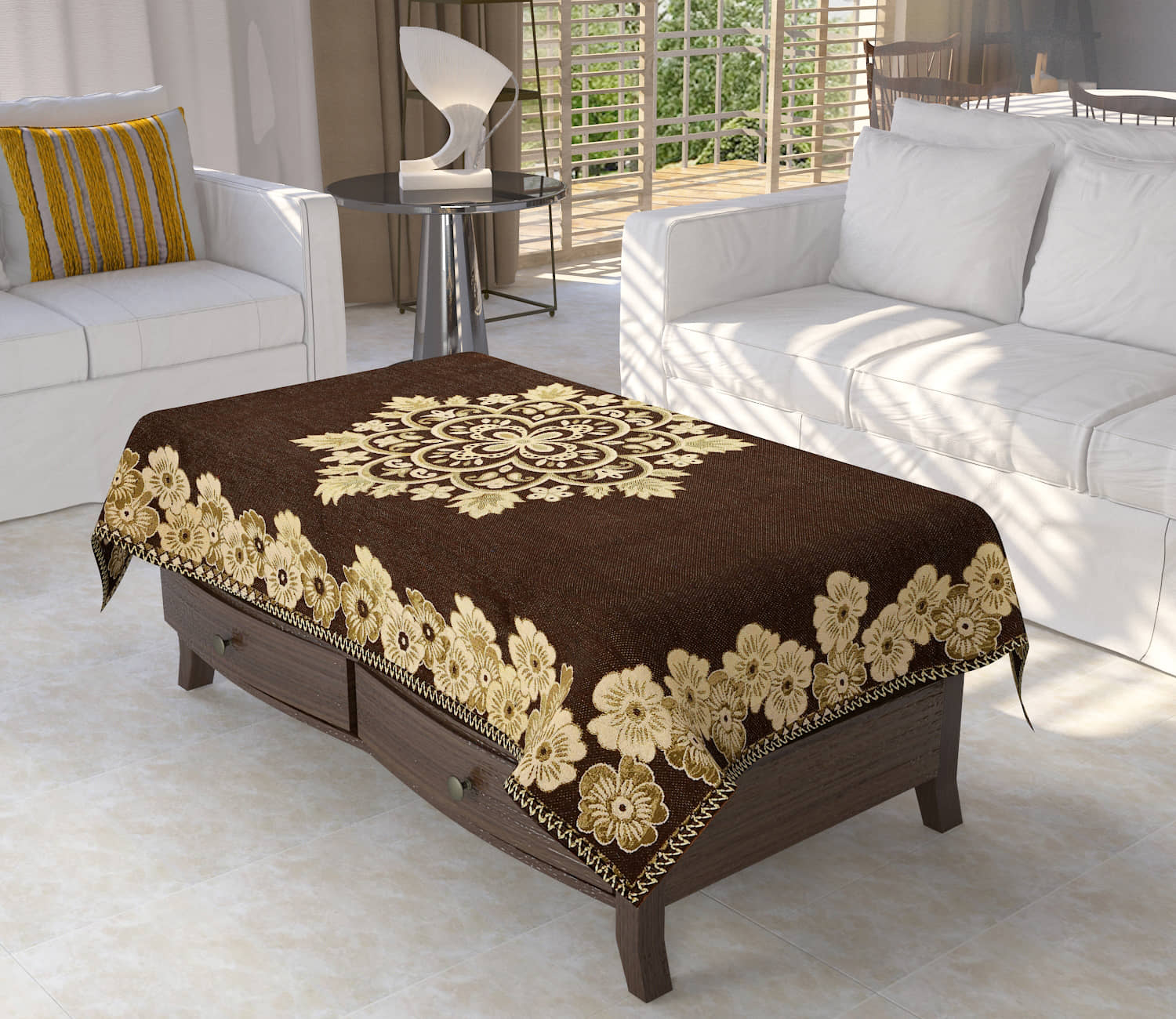 FURNISHING HUT Cotton Single Centre Table Cover ( 137 cm x 91 cm )