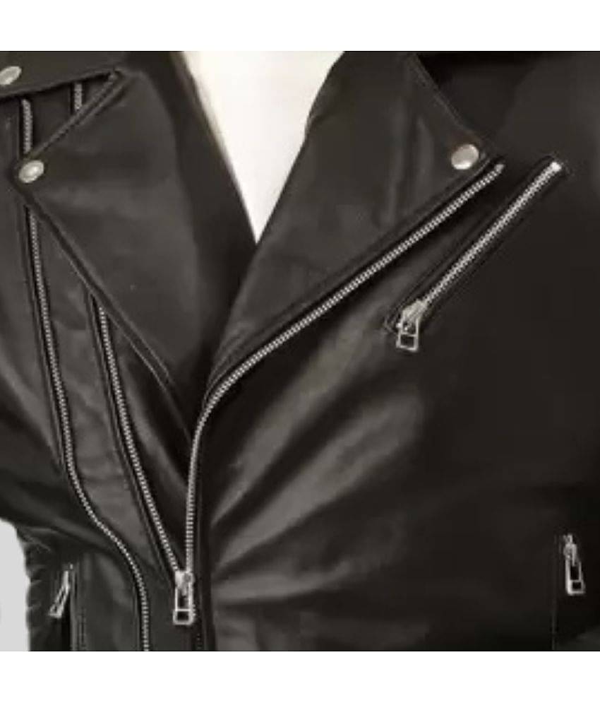 GARMADIAN - Black PU Leather Slim Fit Men's Biker Jacket ( Pack of 1 )