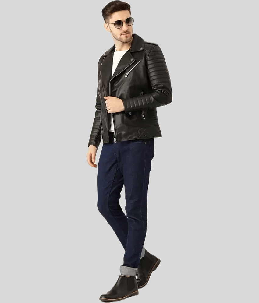 GARMADIAN - Black PU Leather Slim Fit Men's Biker Jacket ( Pack of 1 )