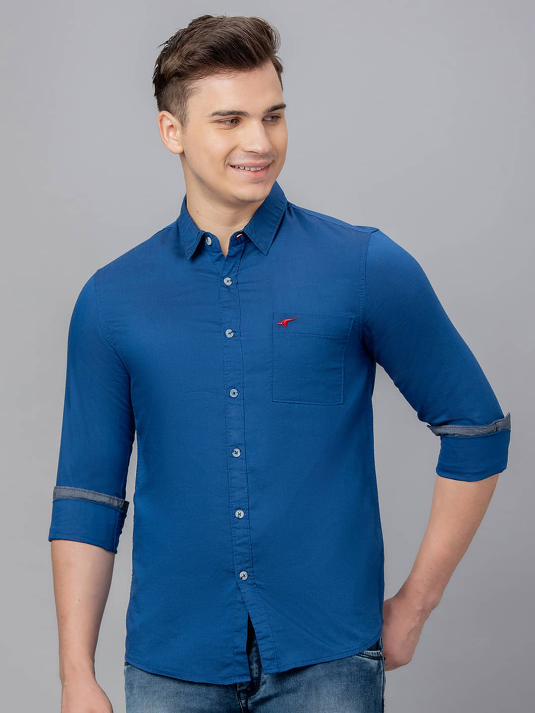 Globus - Navy Blue 100% Cotton Regular Fit Men's Casual Shirt ( Pack of 1 )     			Globus - Navy Blue 100% Cotton Regular Fit Men's Casual Shirt ( Pack of 1 )