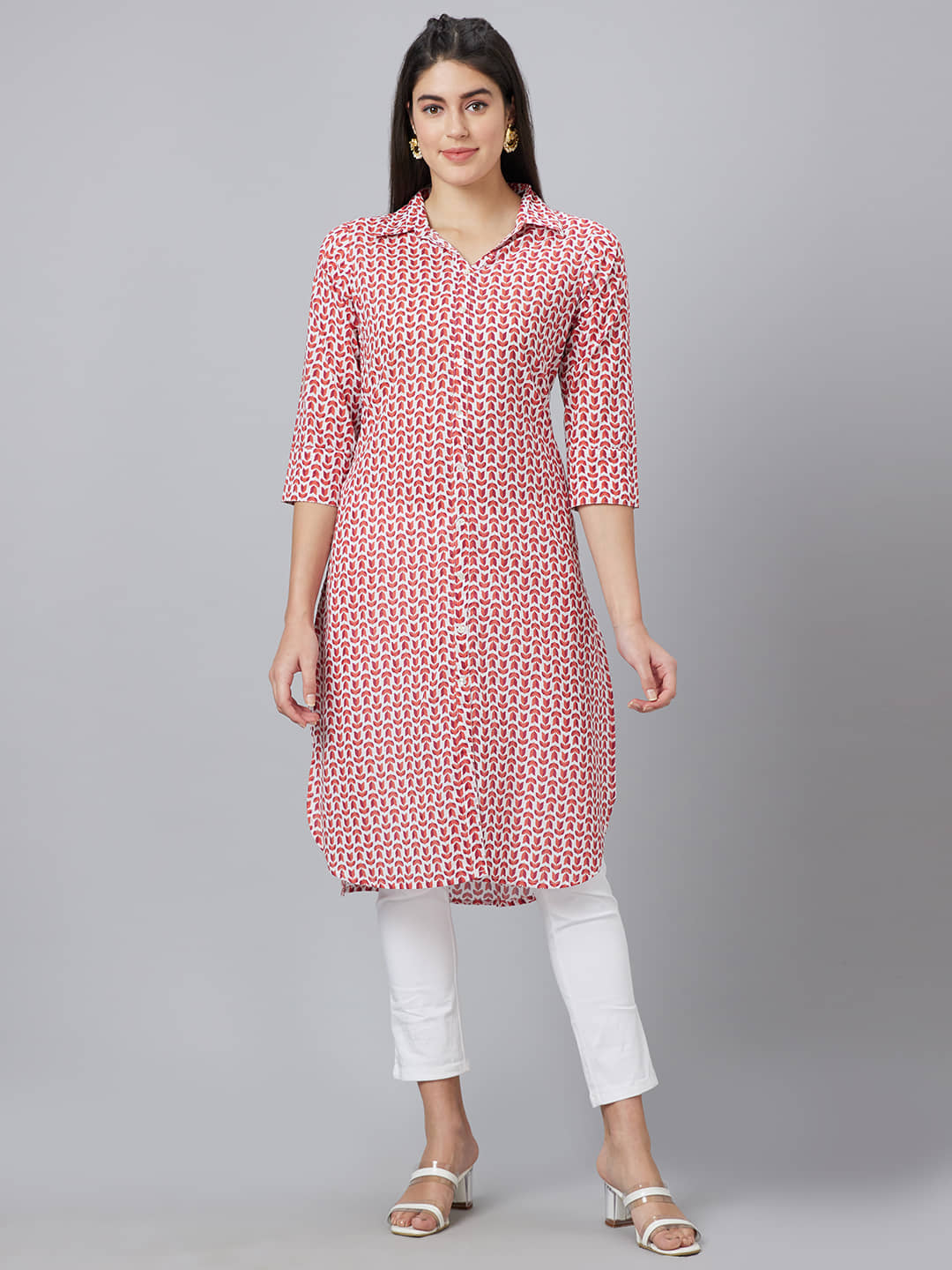 Globus - Off White Cotton Women's Shirt Style Kurti ( Pack of 1 ) - Kurtis, Tunics | Buy online on ZillyBuy