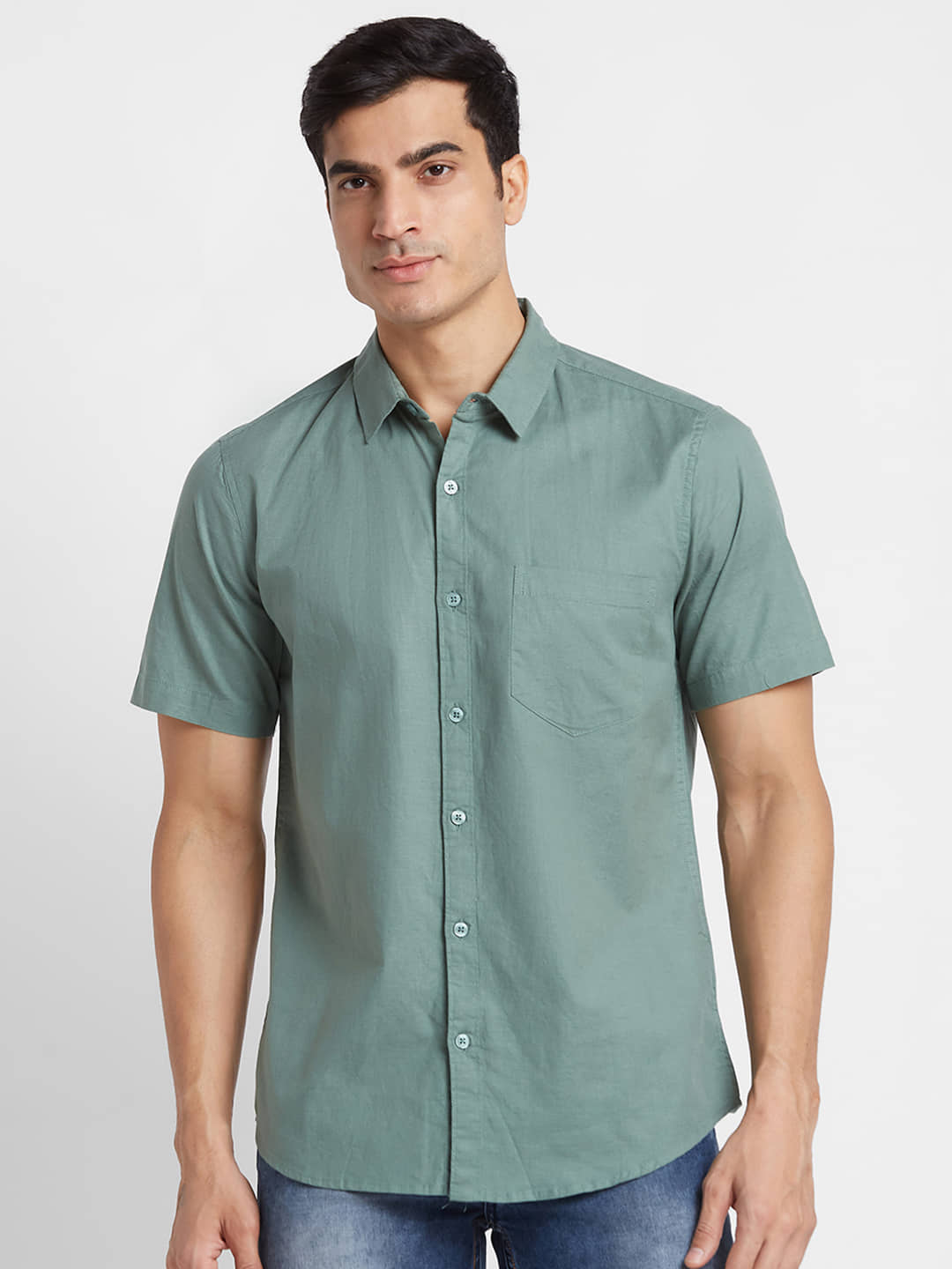 Globus - Olive 100% Cotton Regular Fit Men's Formal Shirt ( Pack of 1 )