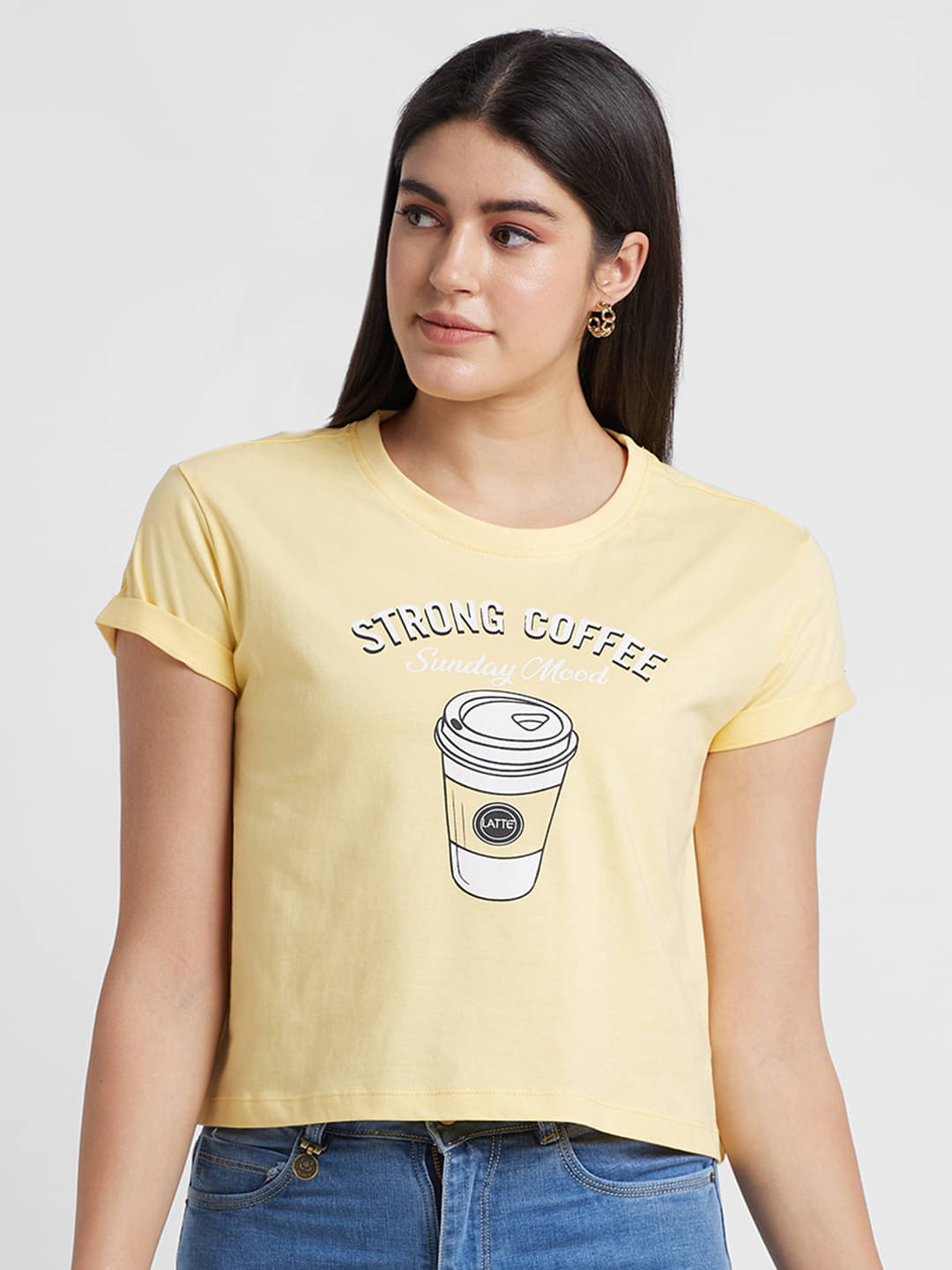     			Globus - Yellow Cotton Regular Fit Women's T-Shirt ( Pack of 1 )
