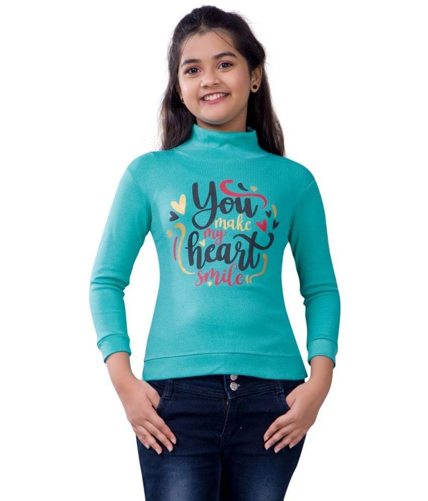     			Little Funky Single Girls Cotton Blend Pullover ( Turquoise )