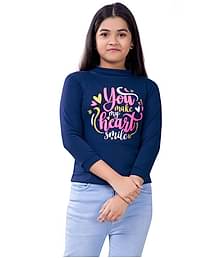 Little Funky Single Girls Cotton Blend Pullover ( Navy )