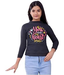 Little Funky Single Girls Cotton Blend Pullover ( Black )