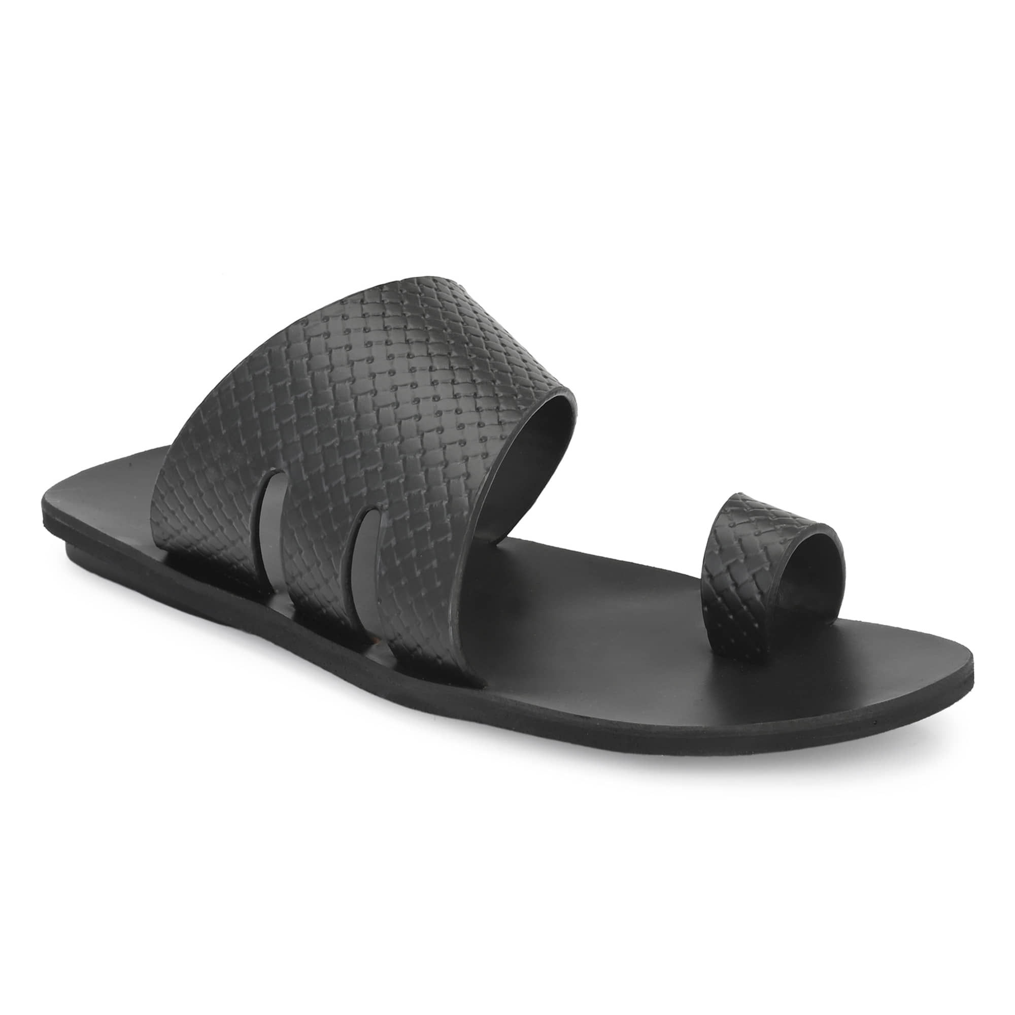 Leeport - Black Men's Leather Slipper