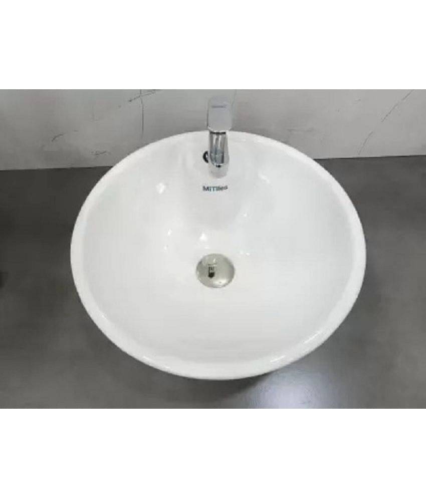     			MITILES White Ceramic Over Counter Wash Basins