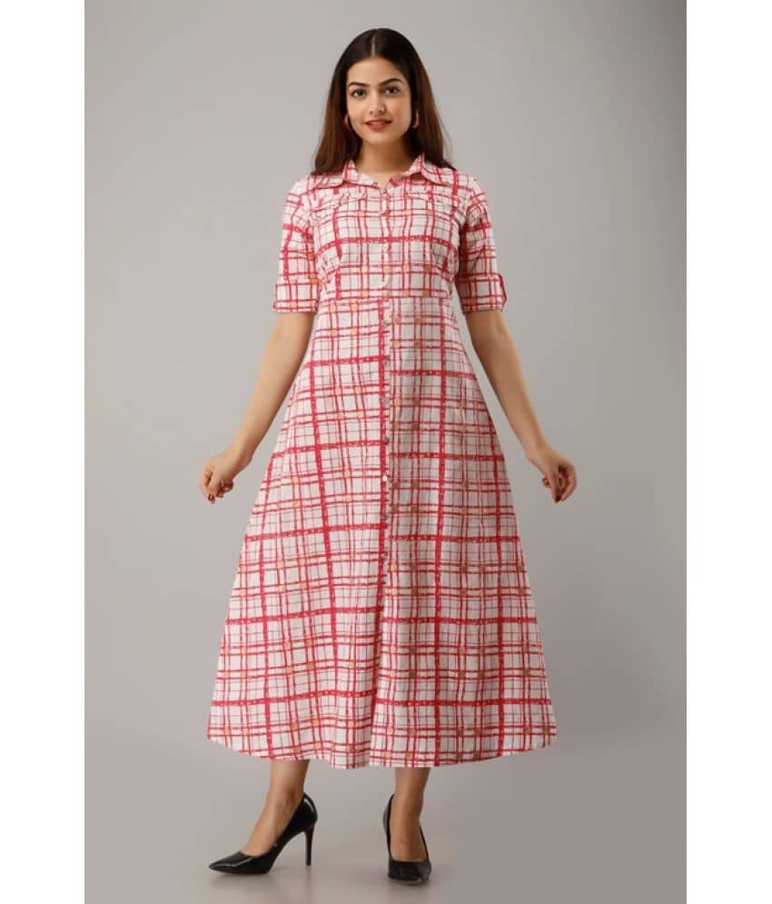 NeshamaKurti - Red Rayon Women's Fit & Flare Dress ( Pack of 1 )