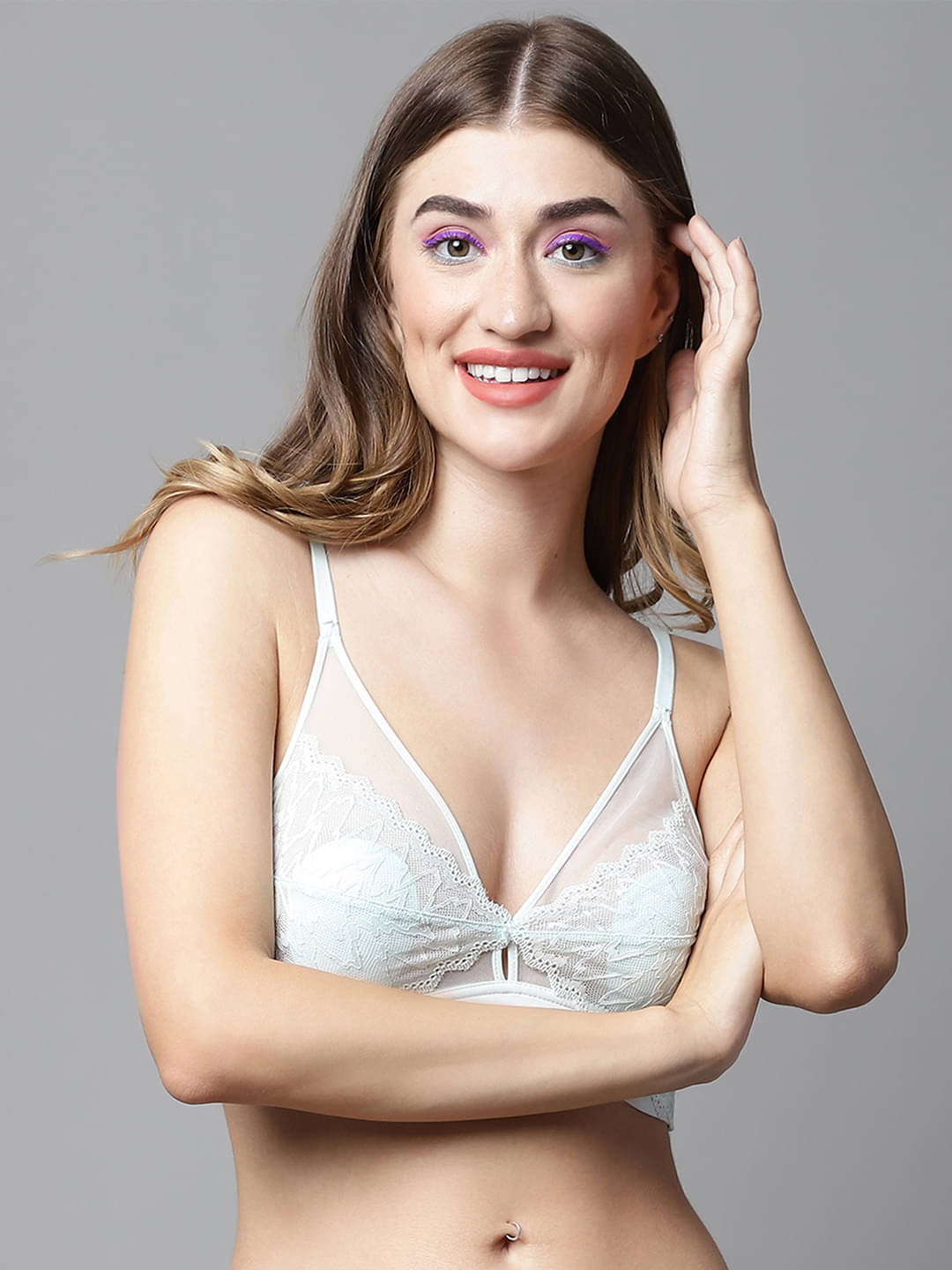 PrettyCat Lace Lightly Padded Women's T-Shirt Bra ( Green ) PrettyCat Lace Lightly Padded Women's T-Shirt Bra ( Green )