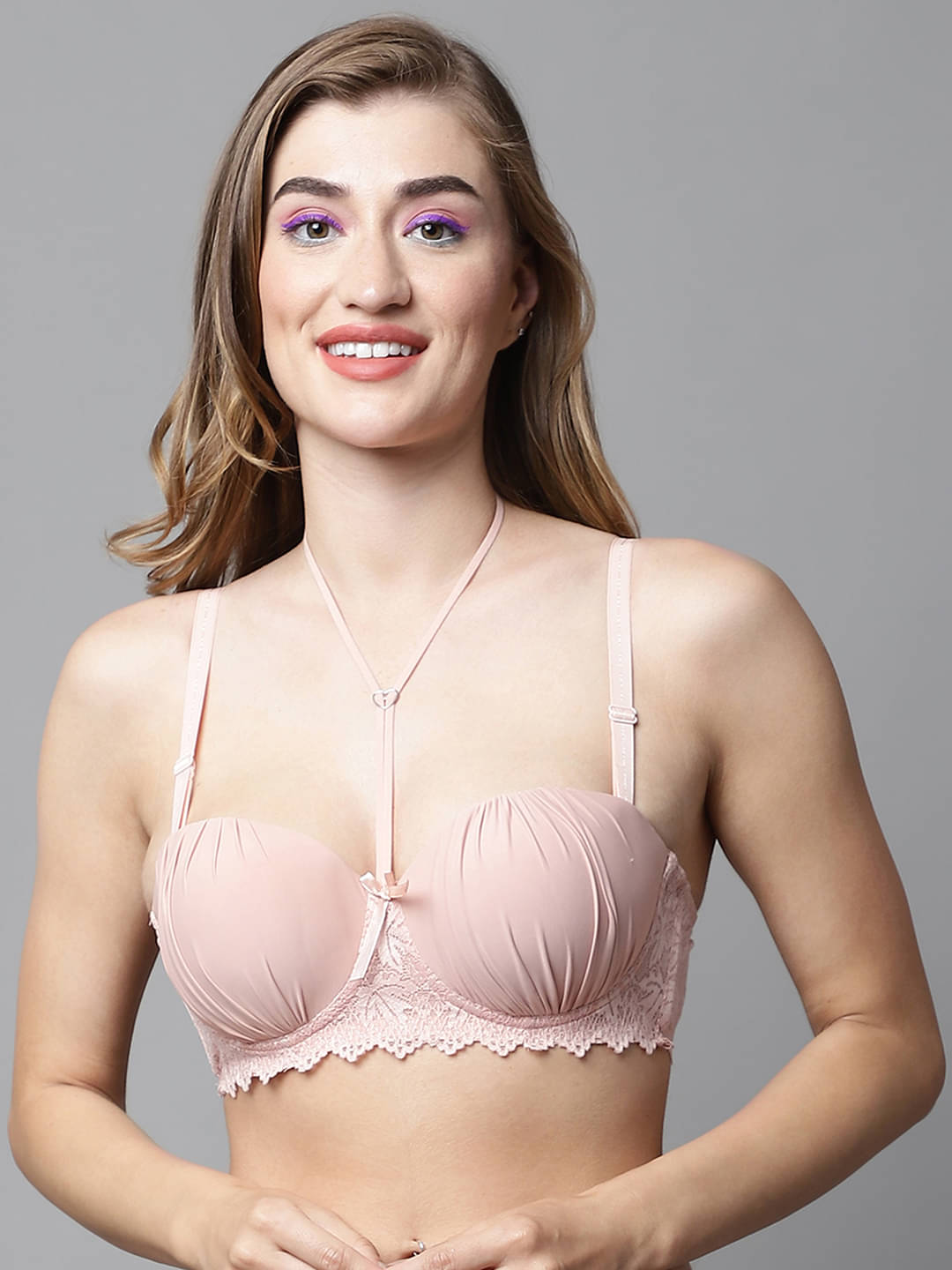 PrettyCat Polyester Heavily Padded Women's Balconette Bra ( Peach ) PrettyCat Polyester Heavily Padded Women's Balconette Bra ( Peach )
